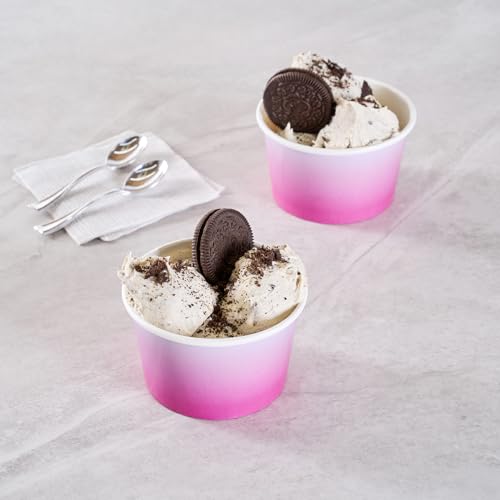 Image of Coppetta 8 Ounce Dessert Cups, 50 Greaseproof Ice Cream Cups - Lids Sold Separately, For Hot And Cold Foods, Purple And Blue Ombre Paper Yogurt Bowls, Disposable, Sturdy - Restaurantware