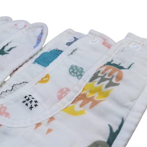 Image of BabyGo Muslin Cotton Baby Bibs & Washcloths | Super Soft 8-Layer Cartoon Print Feeding Bibs & Towels, Gentle & Reusable for Newborns & Kids | Ideal for Sensitive Skin | Pack of 6 (Multicolor)