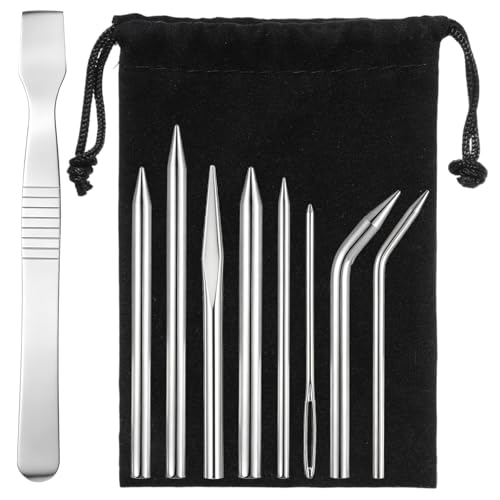 Xyembu 9Pcs Baseball Glove Lacing Needle Baseball Lacing Needles Handy Glove Shoelace Repair Kit Curved Needles Tool with Needle Bag for Softball Baseballs Gloves Relacing and Repair