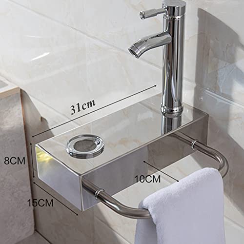 Minilavabo montado en la pared, artístico de vidrio templado, juego de lavabo para baño pequeño, estación de lavado de manos