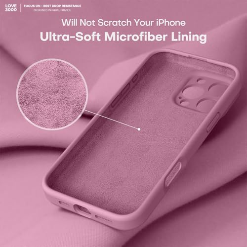 Image of LOVE 3000 Designed for iPhone 16 Pro Case, Premium Silicone with [Soft Anti-Scratch Microfiber Lining] Shockproof Protective Phone Case for Men Women Girls 6.3 inch, Lavender Purple