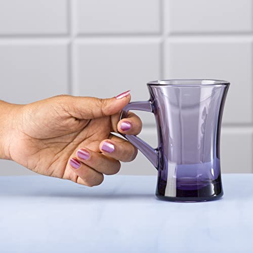 Image of Pasabahce Azur Mug from House of Pasabahce The Original Pasabahce from Turkey, Purple Transparent Azur Mugs, 210 ml in Set of 6 Pcs, Perfect fit for Tea /Coffee.