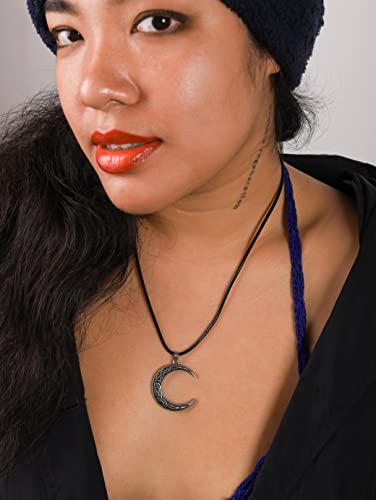 Haquil Crescent Moon Necklace, Crescent Moon With Celtic Knotwork Pendant, Faux Leather Cord, Celtic Jewelry Gift #TOP5