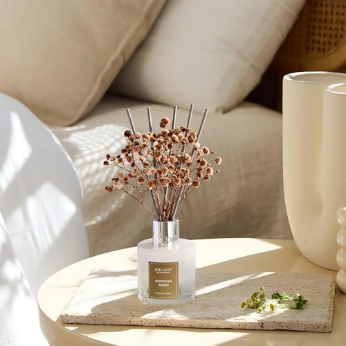 Image of Airkeep Reed Diffuser Set,3.38 fl oz (100 ml) - Moroccan Amber Oil Diffusers with 8 Reed Sticks, Home Fragrance Reed Diffuser for Bathroom Shelf Decor