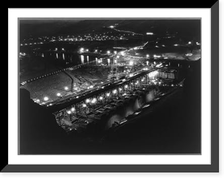 Historic Framed Print, Grand Coulee Dam, Columbia Basin Reclamation Project.by K.S. Brown., 17-78" x 21-78"