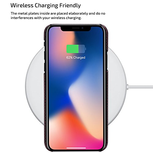 Pitaka Magnetic Slim Case Compatible With Iphone X 5.8", Magez Case Aramid Fiber [Real Aero Crafts Material] Phone Case,Minimalist Strongest Durable Snugly Fit Snap-On Case - Black/Red(Plain) #TOP4