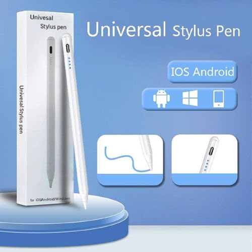 Image of Universal Stylus Pen for Touch Screen Devices Compatible with Android, iOS, Tablets & Smartphones Pencil Power Display Tilt Sensitivity Magnetic Adsorption- (White)