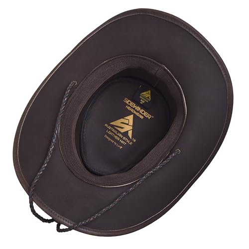 Image of Sidewinder Mens Cowboy Leather Hat Western Style Unisex Shapeable Outback Classic Braided Hatband