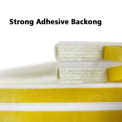 Image of Door Weather Strip Draught Excluder for Doors Self Adhesive Foam Draft Excluder for Windows Door Insulation Strip Weather Stripping Door Seal Strip, Epdm, Foam, Rubber (White)