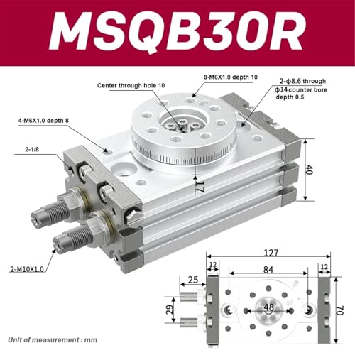Vérin rotatif pneumatique MSQB30R réglable pour automatisation industrielle