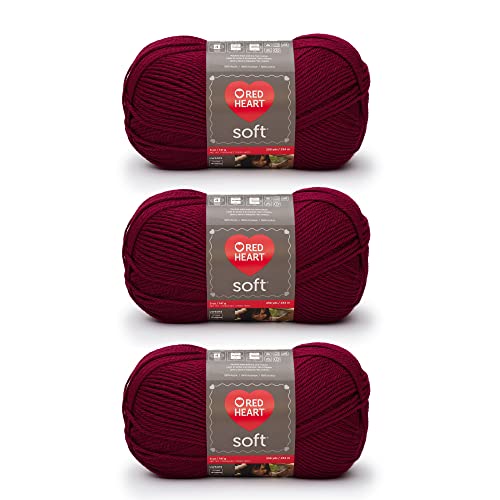 Image of Red Heart Soft Wine Yarn - 3 Pack of 141g /5oz - Acrylic - 4 Medium (Worsted) - 256 Yards - Knitting /Crochet
