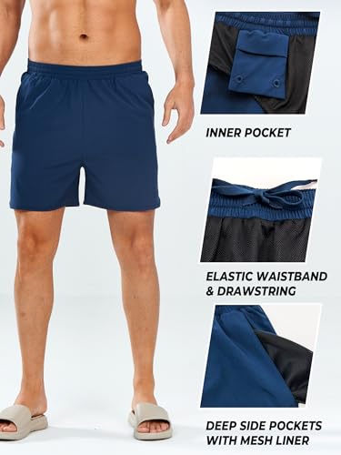 NORTHYARD Mens Swim Trunks 5" Beach Swim Shorts Quick Dry Bathing Suit with Mesh Liner Packable3