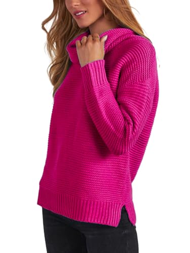 cordat Women's Long Sleeve Turtleneck Cozy Knit Sweater Casual Loose Side Slit Pullover Jumper Tops3