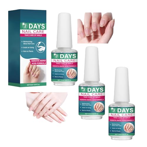 Tratamiento Fortalecedor de Uñas con Queratina y Aminoácidos, Nail Strengthener Polish, 3 Days Nail Care, Esmalte Transparente, Hidratante, para Uñas Débiles y Frágiles