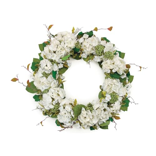 36 White and Green Hydrangea Artificial Wreath