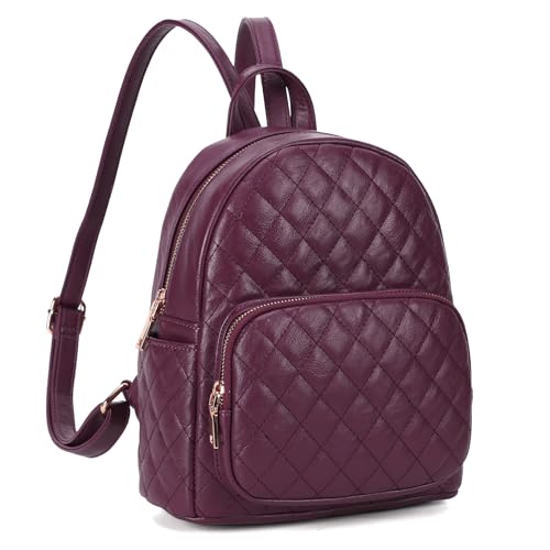 Image of Quilted Small Backpack for Women PU Leather Casual Handbag Daypack Purse | Stylish Quilted Design, water-resistant premium PU leather, matches all daily outfits, lightweight for everyday carry