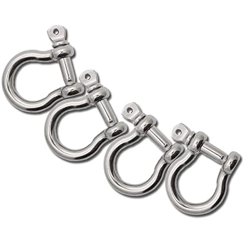 SMTUNG 304 Stainless Steel Bow Shape Load Shackle for Camping, Hiking and Other Outdoor Sports 4mm 6mm 8mm 10mm 14mm (5/32
