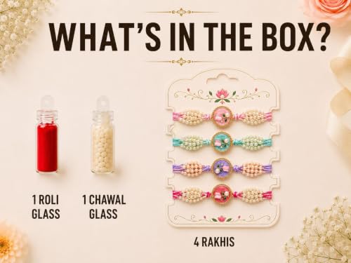 Image of Premium Designer Pastel Resin Pearl Floral Rakhi For Brother | Elegant Flower Rakhi Set Of 1 /2 /3 /4 /5 /6 Raksha Bandhan Gift Bhai Combo For Bhaiya Bhabhi & Sister Bracelet Brother Bhai Sister In Law Kids | Traditional & Festive Wrist Band