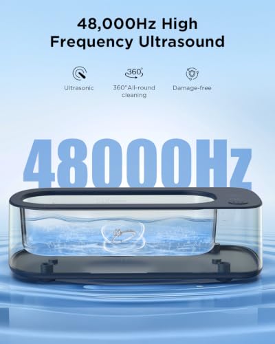 Image of Ultrasonic Jewelry Cleaner Machine: 48kHz 5Min Shine,7Min DeepClean