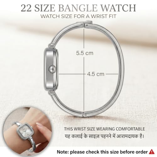 Image of WISEWALKER Women's Bangle Bracelet Watch Silver Dial Elegant Style Anlalog Ladies Wrist Watch