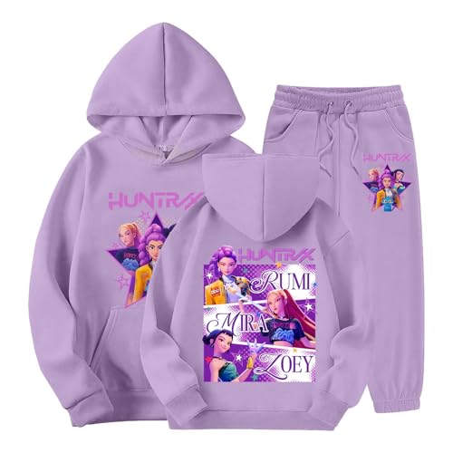 Générique Jogging Survêtement Ensemble 2 Pièces 𝑲𝒑𝒐𝒑 𝑫𝒆𝒎𝒐𝒏𝒔 𝑯𝒖𝒏𝒕𝒆𝒓𝒔 Merch pour Fille Imprimés Pull à Manches Longues 𝑲𝒑𝒐𝒑 Witch Hauts Décontractés Sportswear