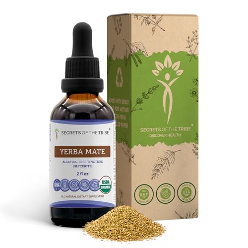 Secrets of the Tribe Yerba Mate USDA Organic Tincture | Alcohol-Free Extract High-Potency Herbal Drops | Made from 100% Certified Organic Yerba Mate (Ilex paraguariensis) Dried Leaf (2 fl oz)