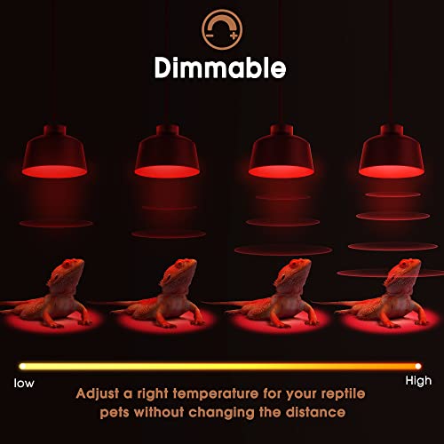 Image of Briignite Reptile Heat Lamp Red, 50W G9 Heat Bulb & Dome Reptile Light Fixture, Aluminum Reflector, Dimmable Heat Lamp for Chicken, Turtle, Snake, Gecko, Lizard, 2 Pack