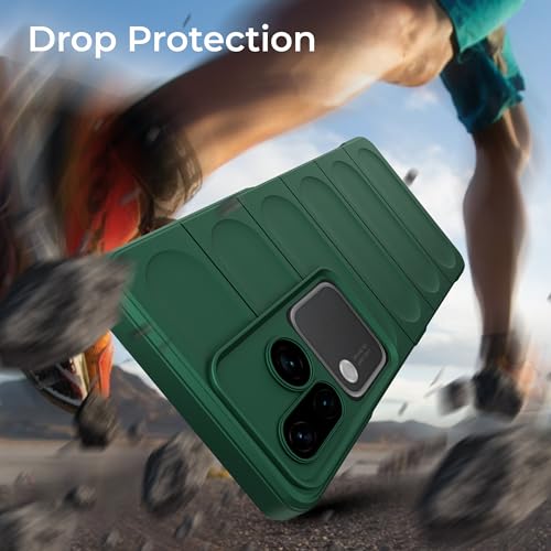 Image of A rtistque Liquid Silicone Stripes Back Cover Case for Vivo V30 / V30 Pro 5G | with Camera Protection | with Inner Fabric | Anti Slip Grip | AirBag Case| Vivo V30 / V30 Pro 5G - Green