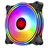 GShop 120mm Auto RGB Fan Superflow RGB Case Fan, RGB Gaming PC Fan, 9 Blade Dual Light Loop RGB LED Gaming Desktop PC Fan, Quiet Cooling Desktop Computer Fan