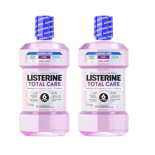 Listerine Total Care Alcohol-Free Mild Mouthwash, 6 Benefit Oral Rinse to Help Kill 99.9% of Germs...
