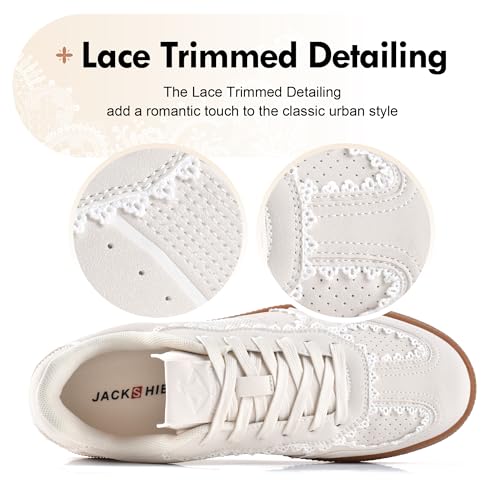 JACKSHIBO Women's Ribbon Lace-Up Fashion Sneakers Arch Support Gum Sole Tennis Walking Shoes with Memory Foam2