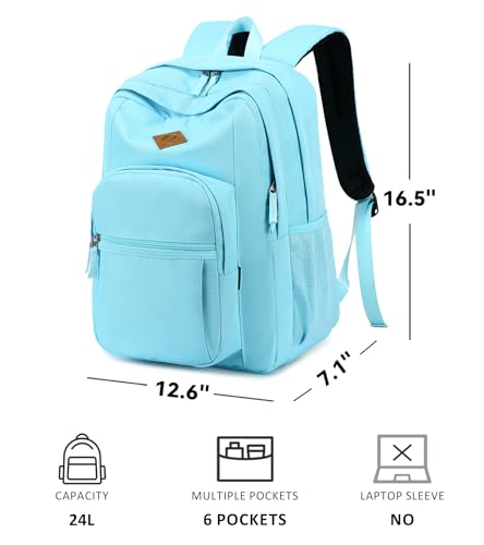 Image of abshoo Classical Basic Womens Travel Backpack For College Men Water Resistant Bookbag (Light Blue)