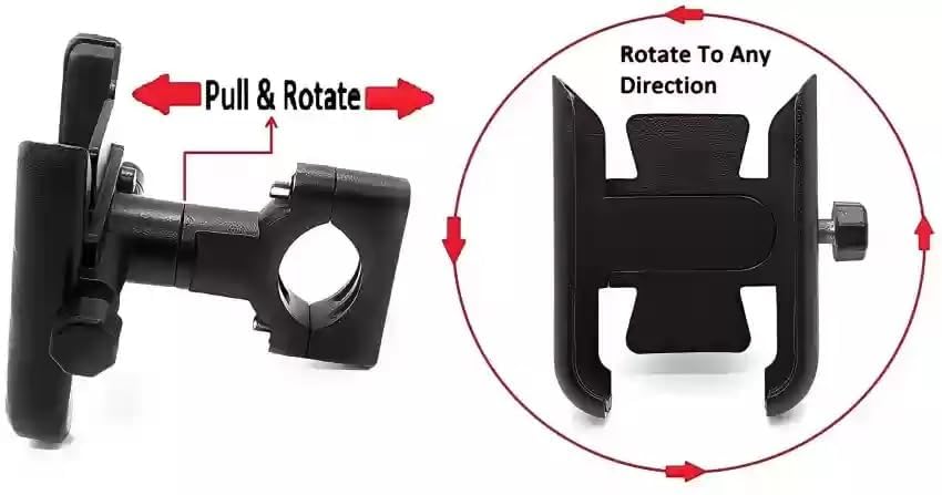 Image of Universal Bicycle Phone Mount Holder, Adjustable Handlebar Clamp, Black (C1 USB)