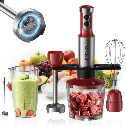 Image of Immersion Blender Powerful Four Blades, Hand Mixer 5-in-1 with 20-speed, 1200W One-button Disassembly and Washing, Suitable for Kitchen Making Soups, Protein Shakes and Baby Food