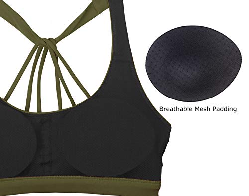 Image of icyzone Women's Padded Strappy Workout Running Sports Bras Medium Impact