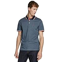 JACK & JONES Men's Polo Shirt, Denim Blue, Large