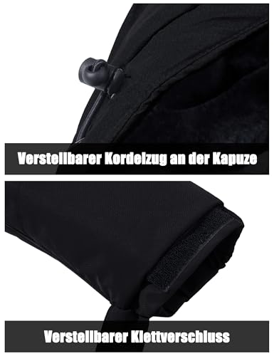 MAGCOMSEN Arbeitsjacke Herren Warm Gefüttert Ski Jacke Übergangsjacke Verdickt Winterjacke Männer Atmungsaktiv Jagdjacke Wasserdicht Dicke Thermo mit Stehkragen Schwarz L
