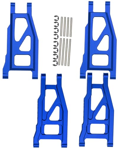 hopsupRC Front Rear Suspension A Arm Upgrades Part for 1/10 Slash 4x4 VXL/Rustler 4x4 VXL/Stampede 4x4 VXL/Hoss 4x4 VXL 4wd,4pcs Aluminum A Arms (More Durable Arm) Hops Up,Blue