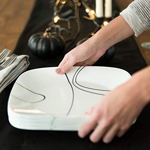 Corelle 18-Piece Service for 6 Dinnerware Set, Triple Layer Glass and Chip Resistant, Lightweight Square Plates and Bowls Set, Simple Lines - Image 5