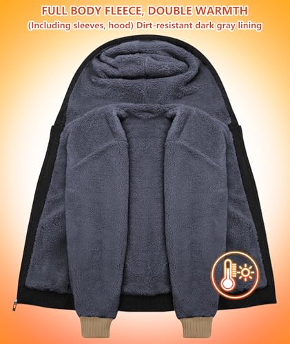 Image of GEEK LIGHTING Men's Fleece-Lined Zip Up Hoodie, Thick Hooded Jacket Winter Warm Athletic Sweatshirt