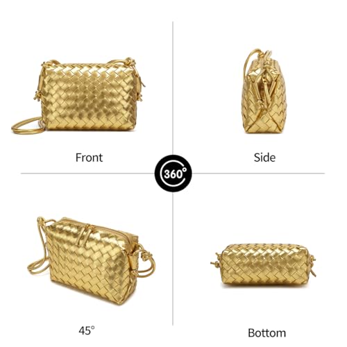 Image of Woven Crossbody Bags for Women Handmade Woven Purse Shoulder Bag Small Handbag PU Leather Purses Bag