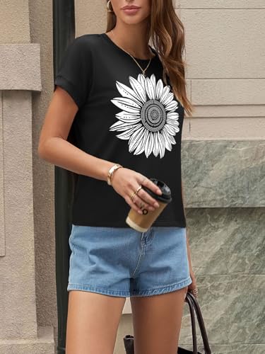 Image of UNCLECAT Womens Crop Tops Loose Fit Cap Short Sleeve Summer Tee