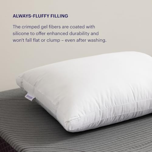 Image of Purple Cloud Pillow, Standard Size, Plush Down-Alternative Neck Pillow | Side, Back, Stomach Sleepers, Soft Moldable Feel, Hypoallergenic Gel Fiber Fill That Won't Clump or Flatten