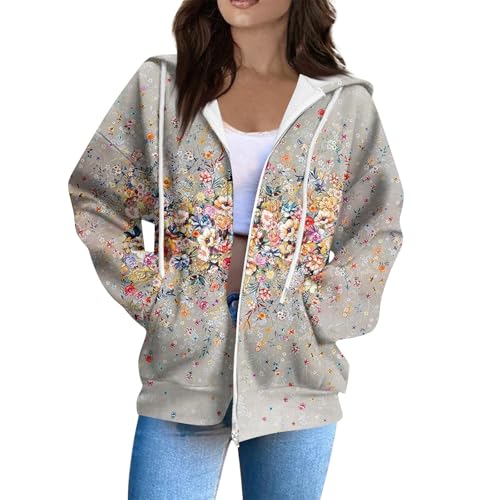 Zip Up Hoodie Women Casual Oversized Sweatshirts - Fall Fashion Fleece Lined Jacket - Thick Warm Coat Winter Clothing