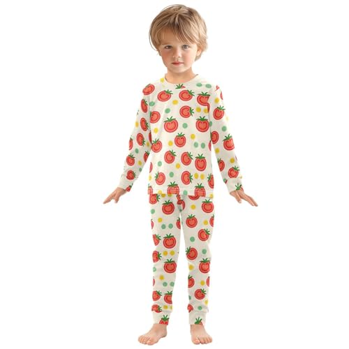 ALAZA Yellow Tomato Polka Dot 2 Piece Pajama Set Long Sleeve Top and Pants Sleepwear Unisex3