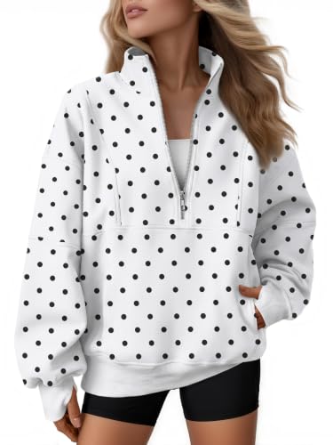Image of AUTOMET Women's Quarter Zip Oversized Sweatshirt Fleece Mock Neck Pullover