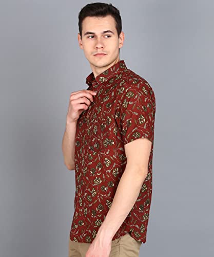Image of BLOCKS OF INDIA Cotton Hand Block Print Half Sleeves Summer Shirt for Men