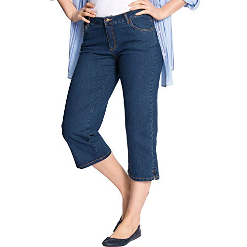 Woman Within Plus Size Stretch Denim Five-Pocket Capri Jeans - 16 W Indigo
