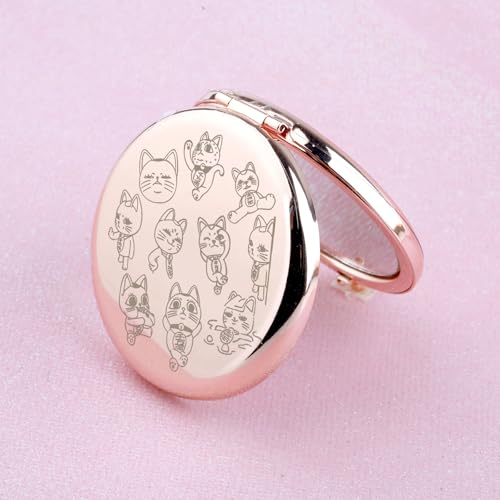 Espejo de Maquillaje Redondo con Diseño de Gato WUSUANED miniatura 4