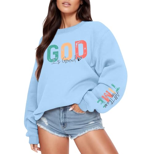 Sweat-shirt imprimé col rond sans capuche coupe ample manches longues